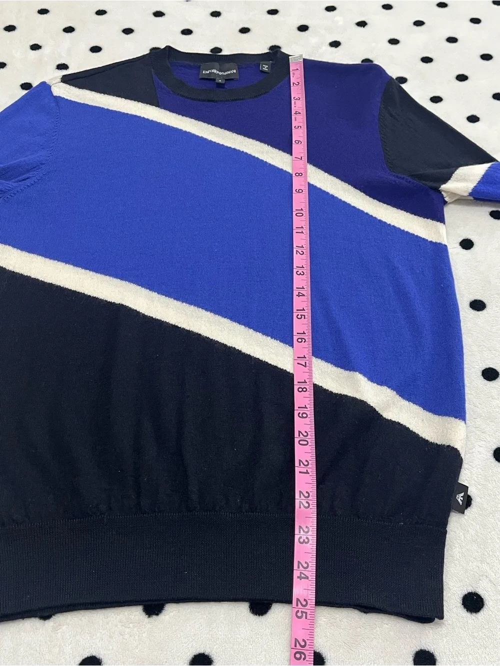 Emporio Armani Colorblock Striped Knit Crewneck Sweater Size S